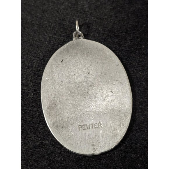 Vintage Pewter Cameo Victorian Style Oval Pendant - Picture 4 of 5